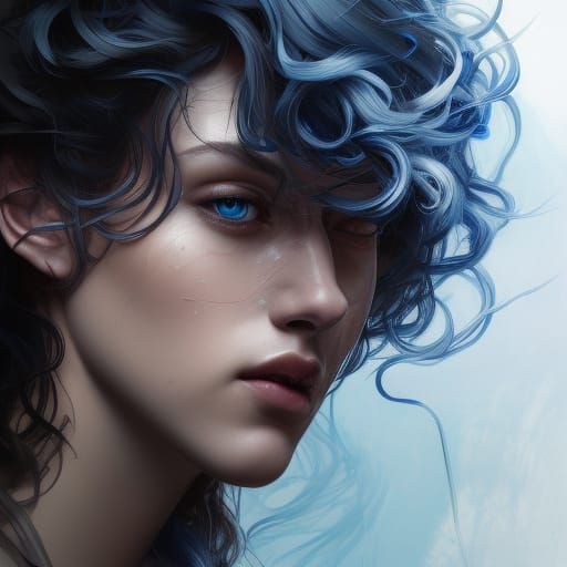 Hyperdetailed Portrait of a Boy with Blue Eyes