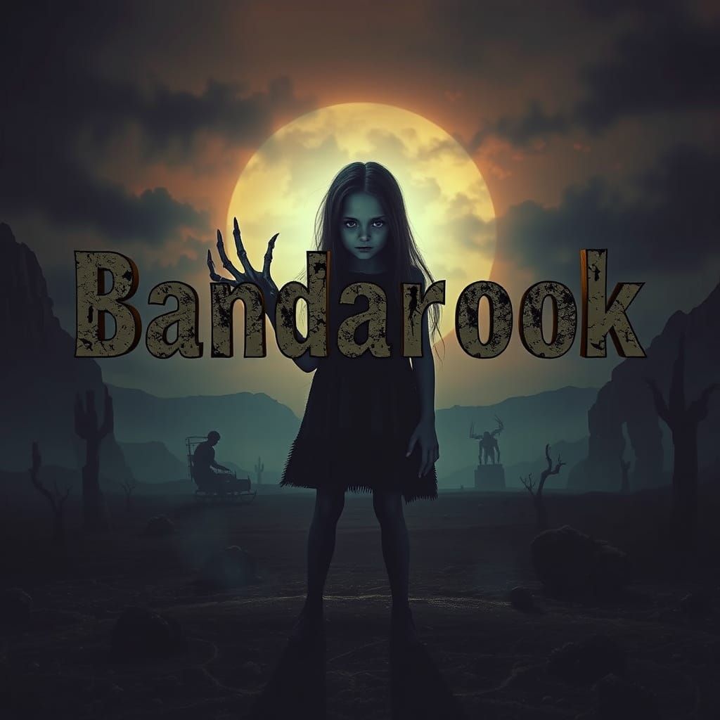 Haunting Twilight with Scary Girl and Bone Hand