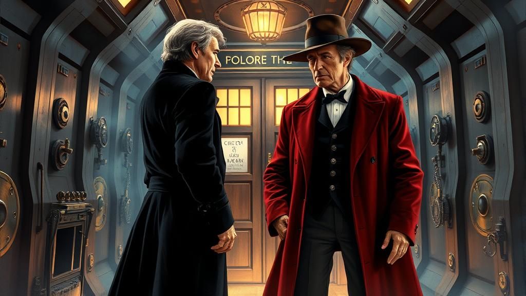 The Master (Anthony Ainley) and The Doctor (Tom Baker) discu...