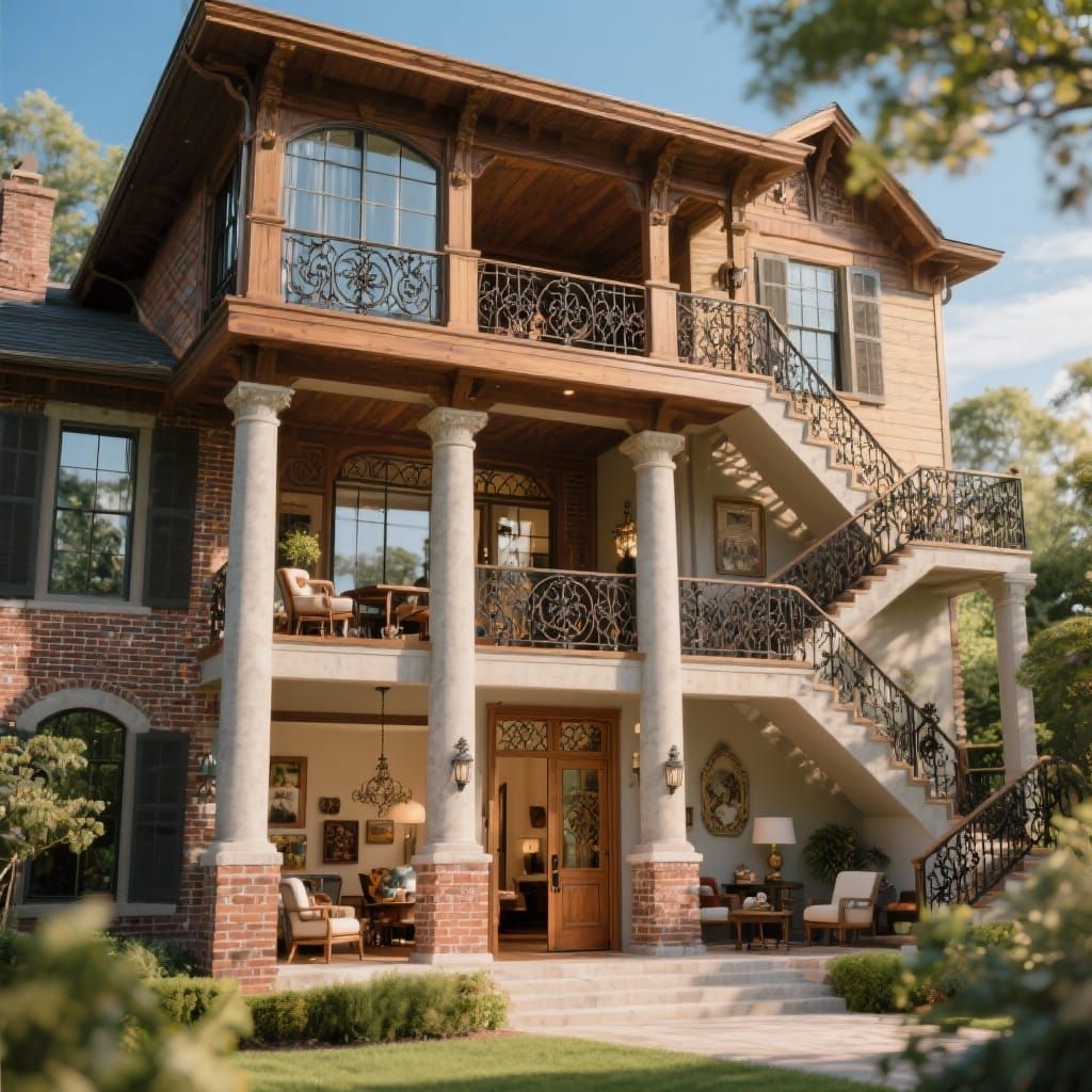 Magnificent Three-Story Mansion with Open Doors