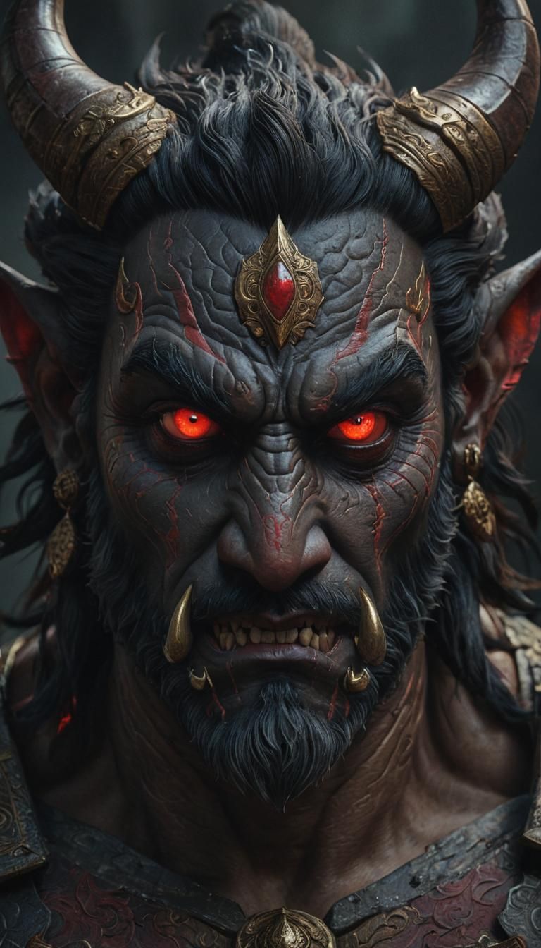 Mythical Ravana Head in Dark Fantasy Concept Art