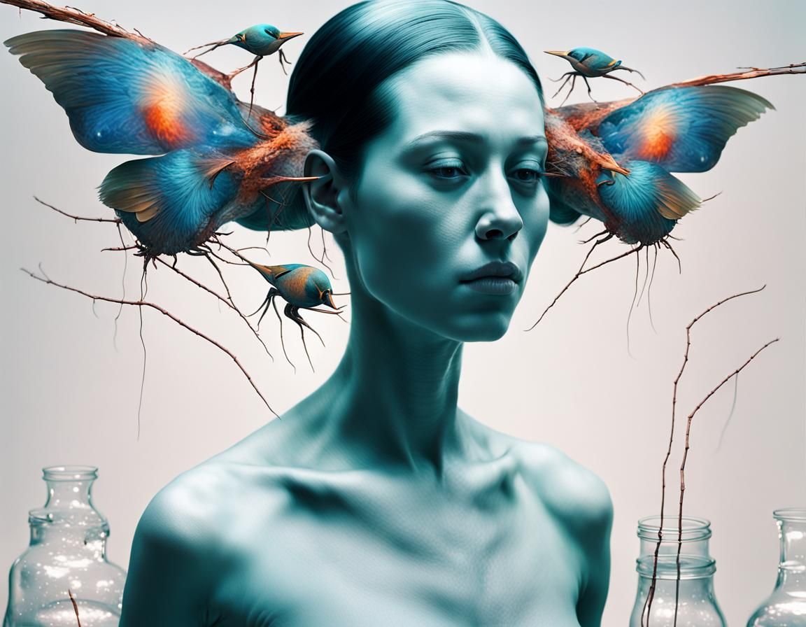 Magical Biological Forms in Surreal Dreamscape