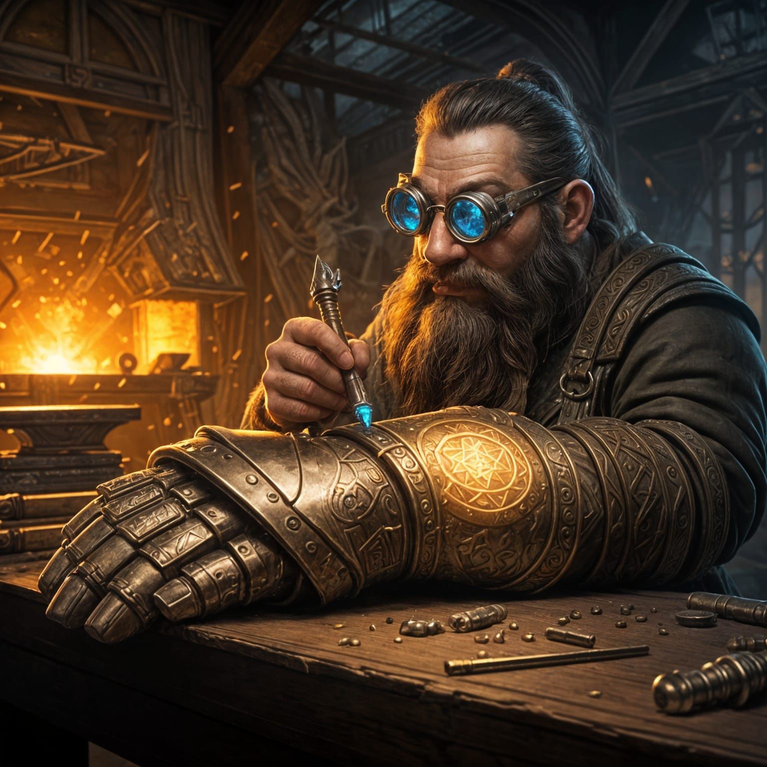Dwarf Inventor in Cinematic Forge Scene