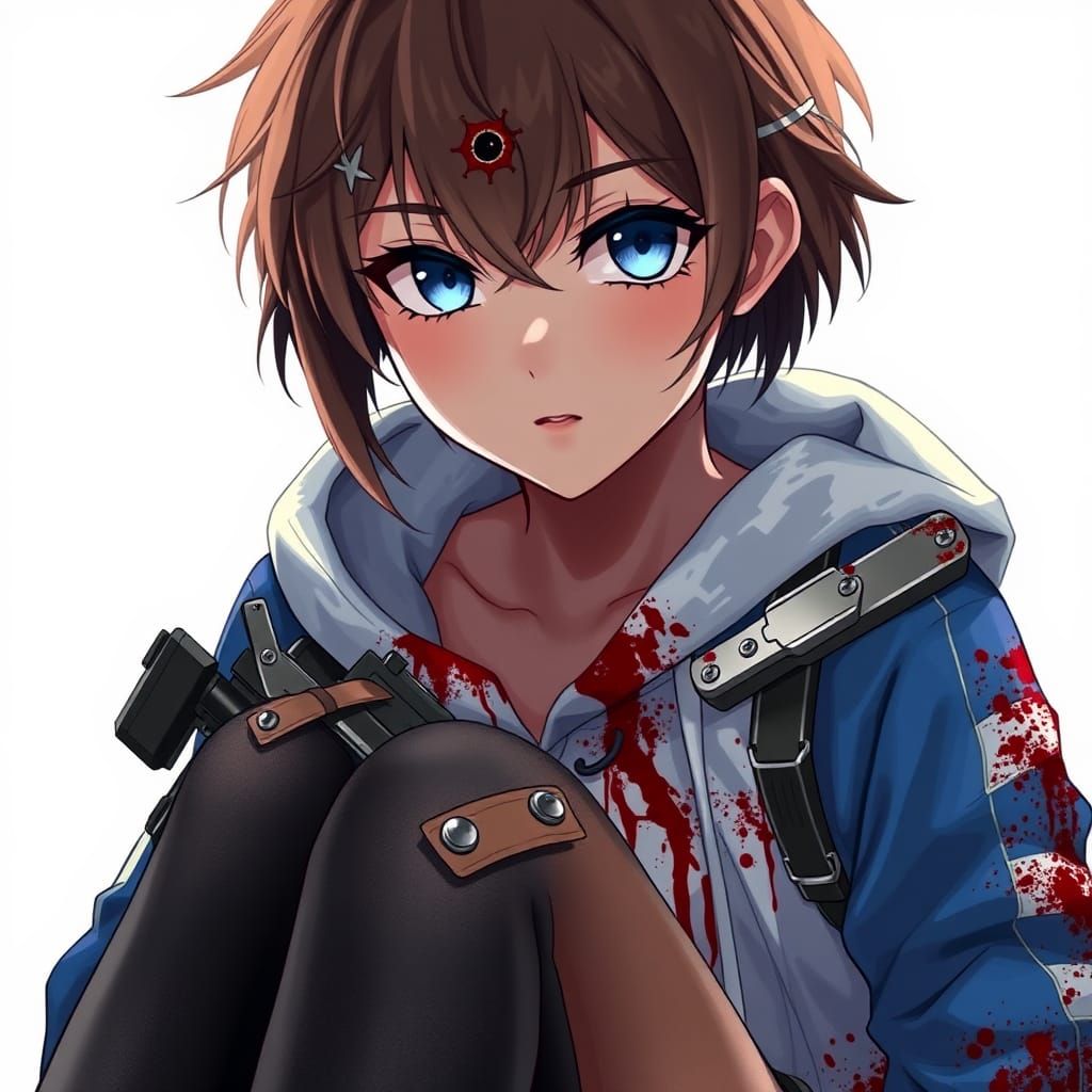 Anime Girl in Tattered Hoodie: Matte Painting Style