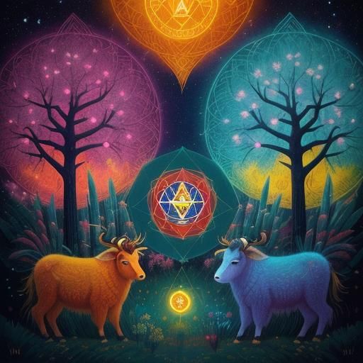 Whimsical Night Yard in Art Brut Style