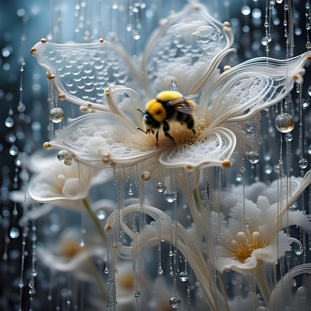 Lace Flowers Dreamscape in Glass, Macro Photography