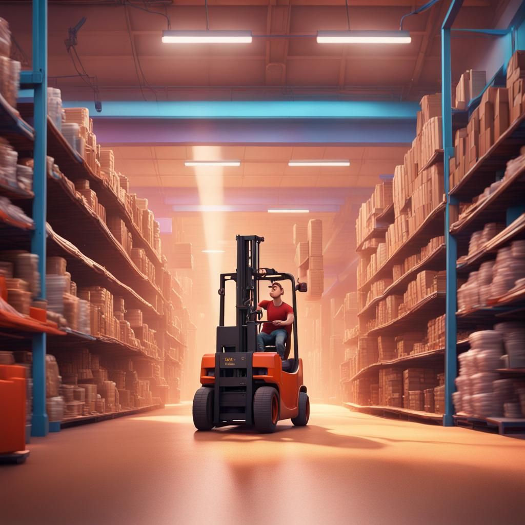 Forklift Drifting: A Disney Pixar Style Movie Poster
