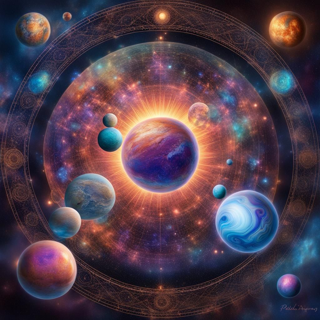 Celestial Wanderers: Cosmic Planets in Astral Illustration