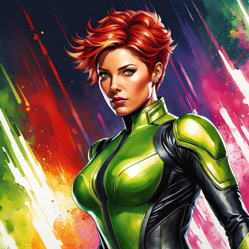 Rachel Summers Watercolor Portrait in Art Nouveau Style