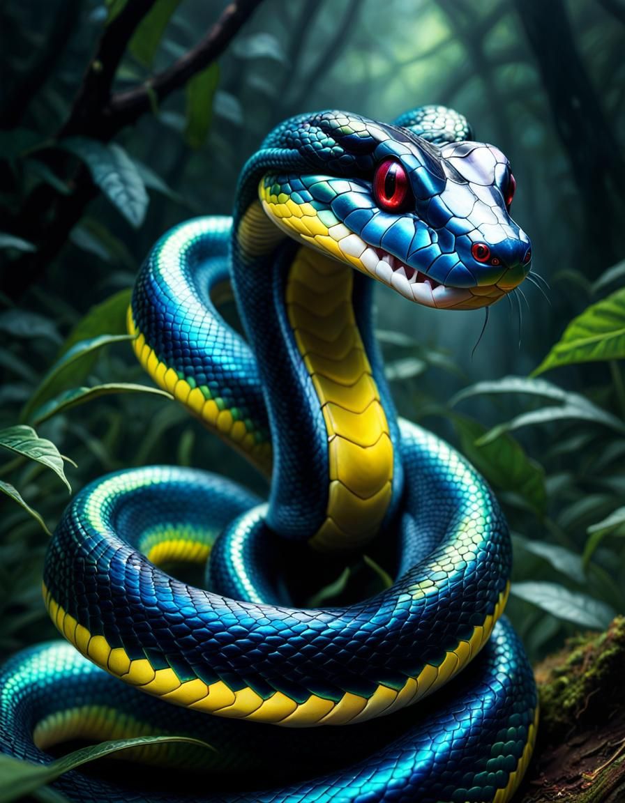 Iridescent Viper Snake Terrifies in Hyperdetailed Fantasy Ar...