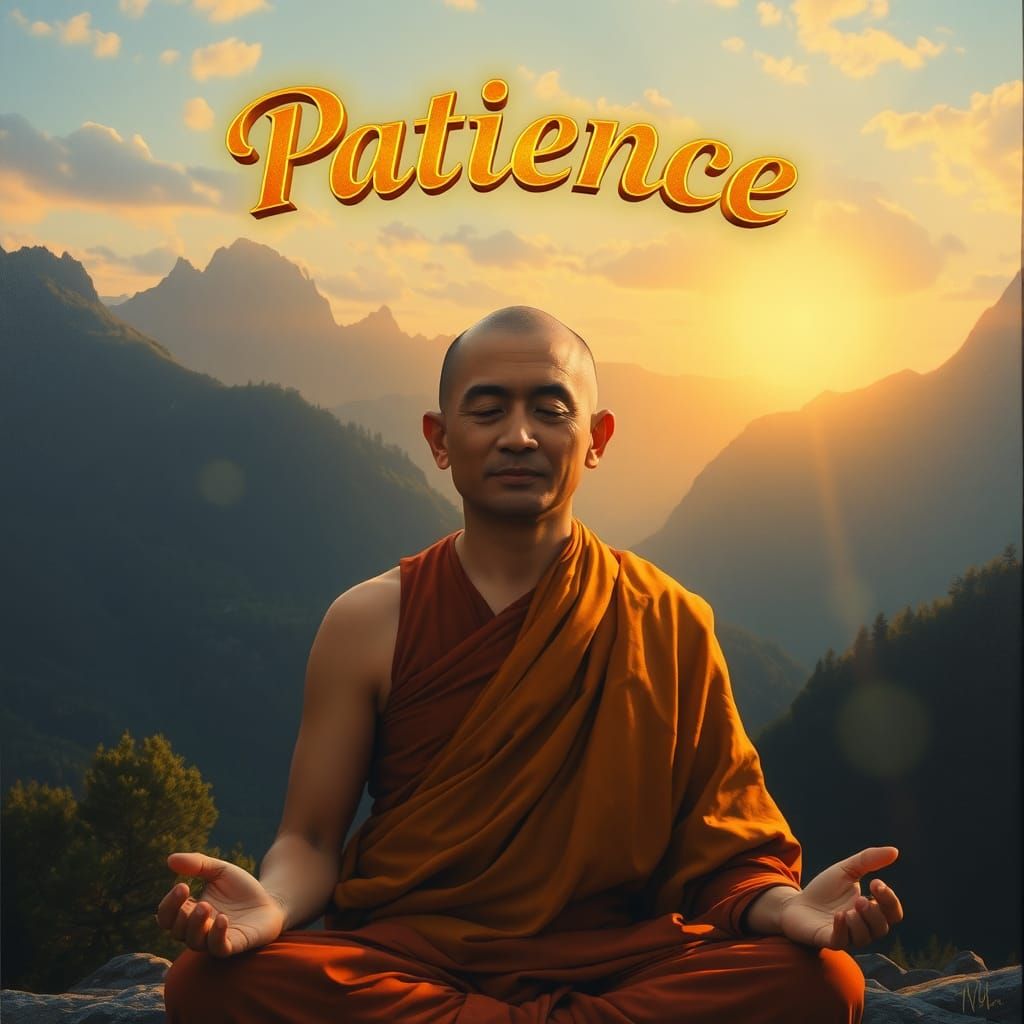 Patience - a meditating monk.
