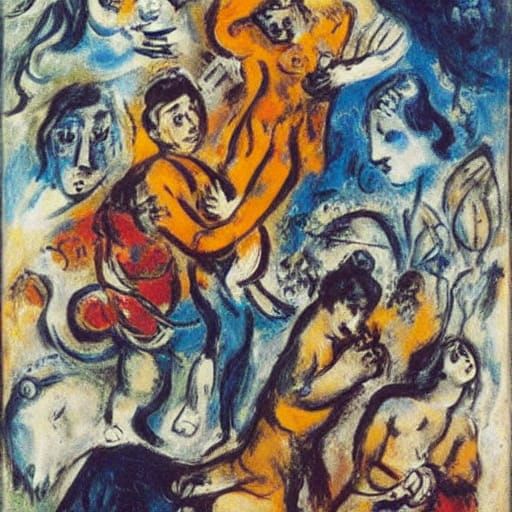 Man Contemplating Life in Vivid Abstract Style