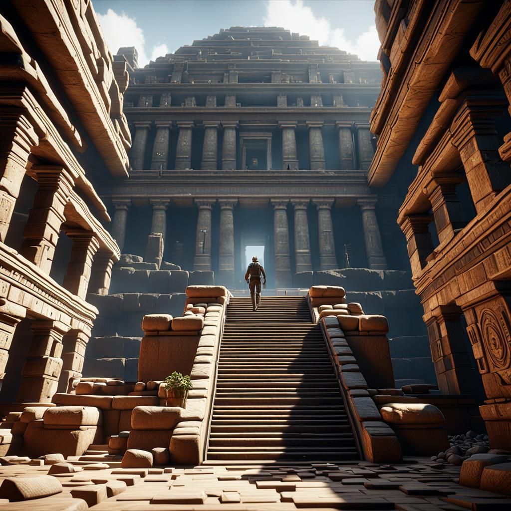 Nathan Drake Pyramid Clues in 3D Game Graphics