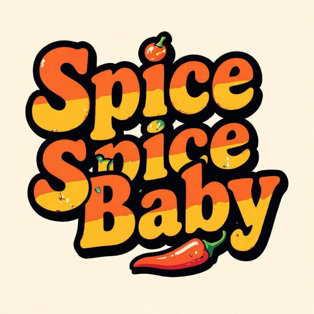 Spice Spice Baby Typography with Chili Pepper Icon