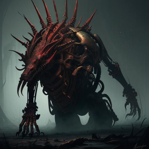 Grotesque Biomechanical Figure in Dark Fantasy Art