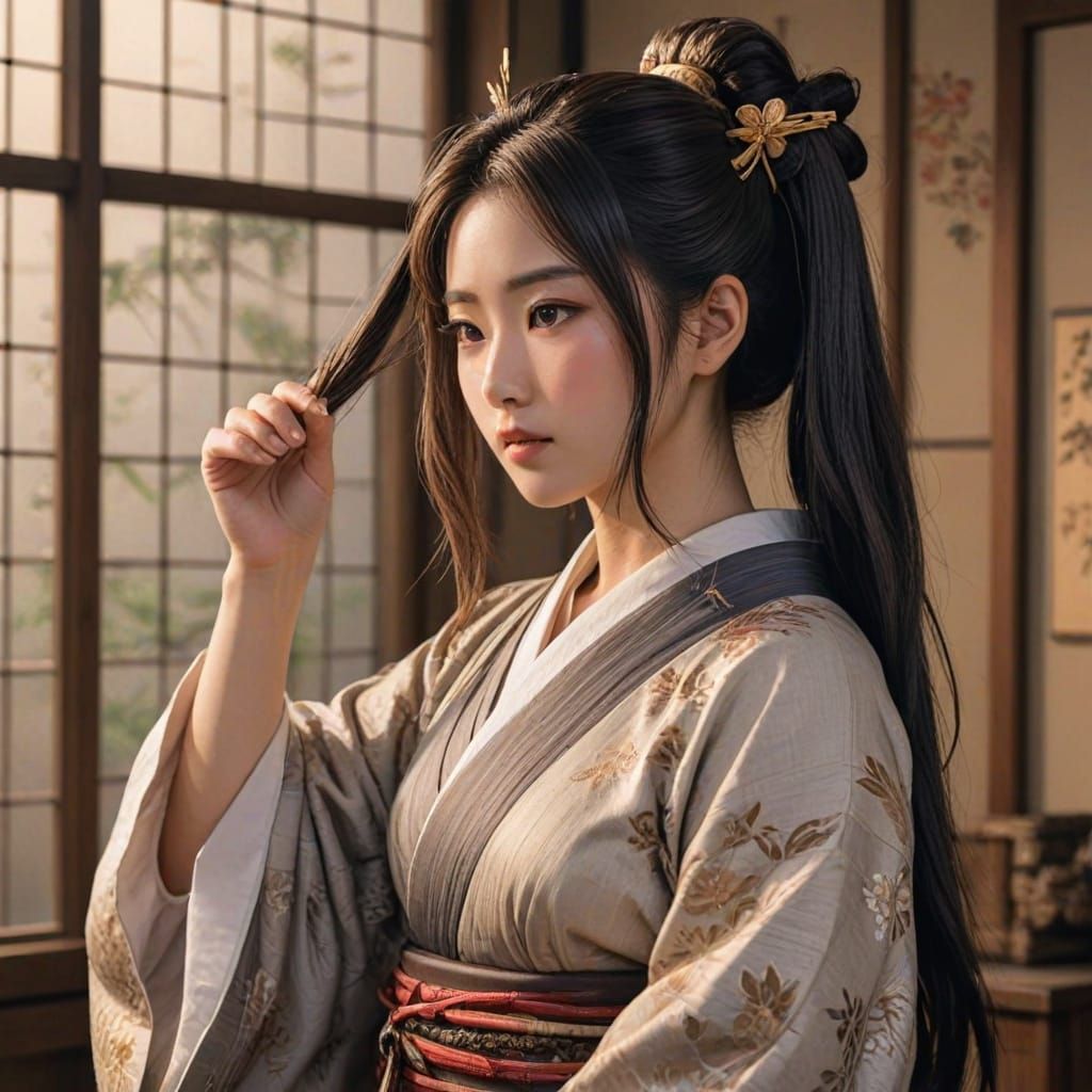 Ethereal Japanese Goddess Embracing Timeless Love