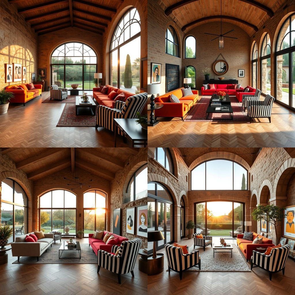 Luxurious Tuscan Villa Interior at Sunset