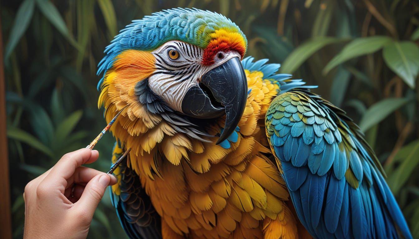 Blue and Gold Macaw: Airbrush Painting Masterpiece