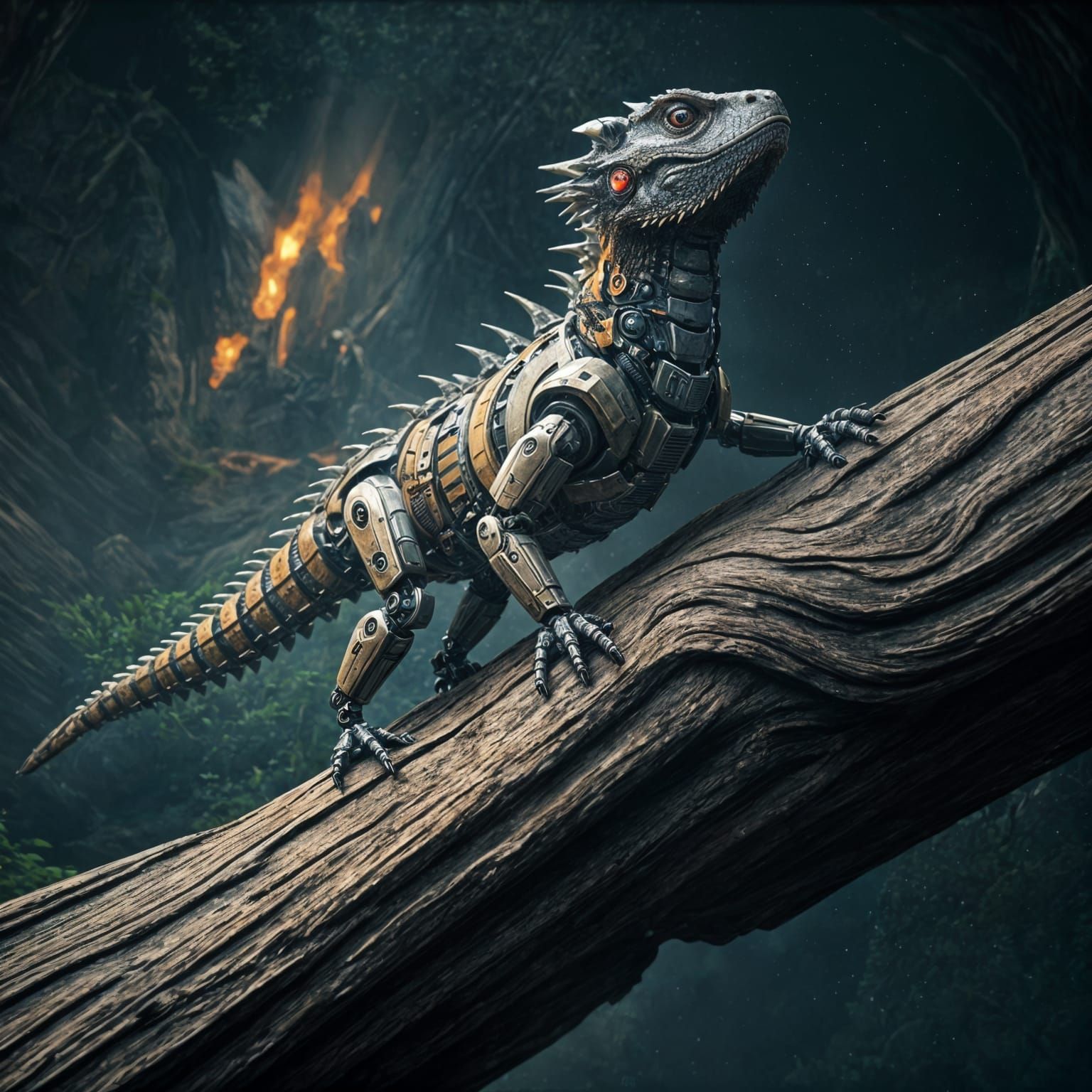 Robotic Bearded Dragon in Sci-Fi Environment