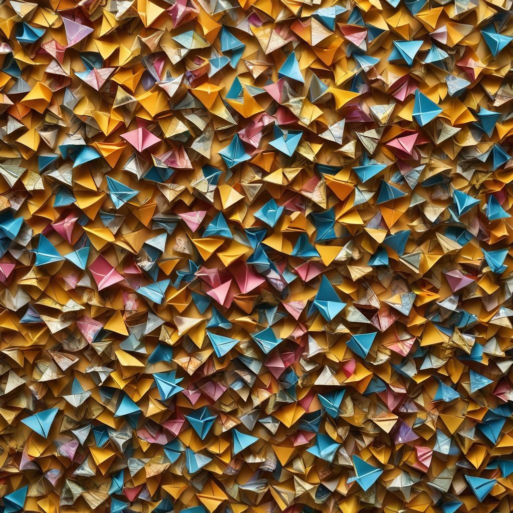 Surreal Origami Papercraft in Golden Light