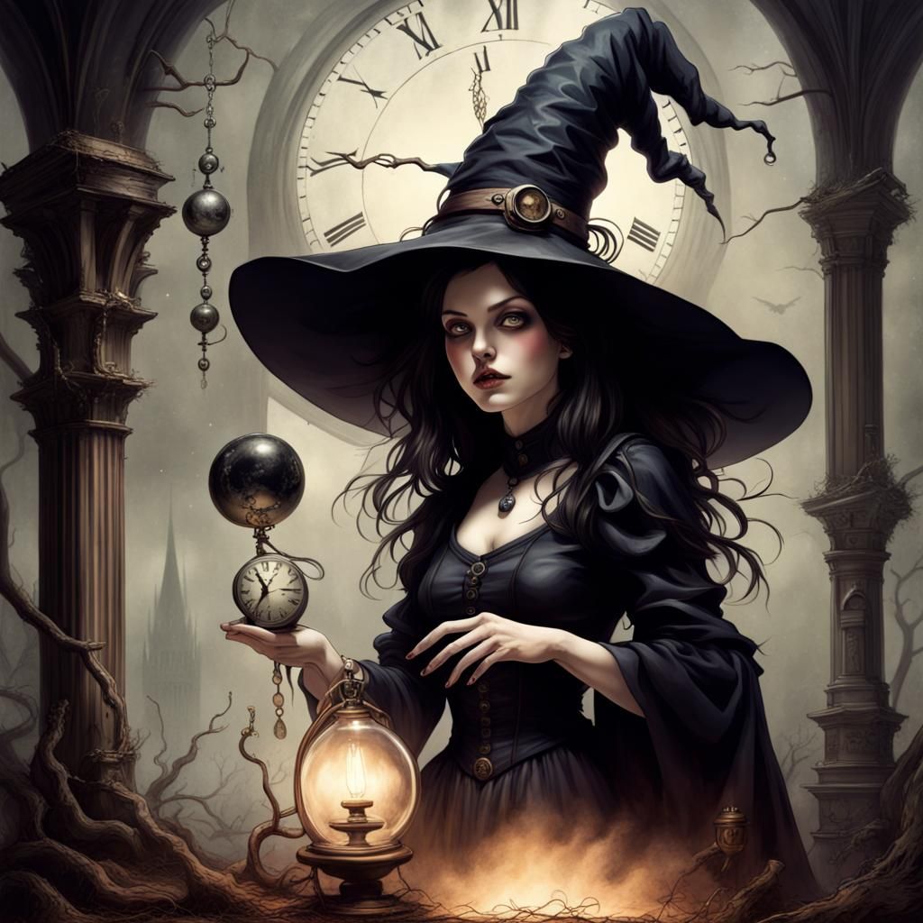 Biopunk Witch in Gothic Romanticism Style