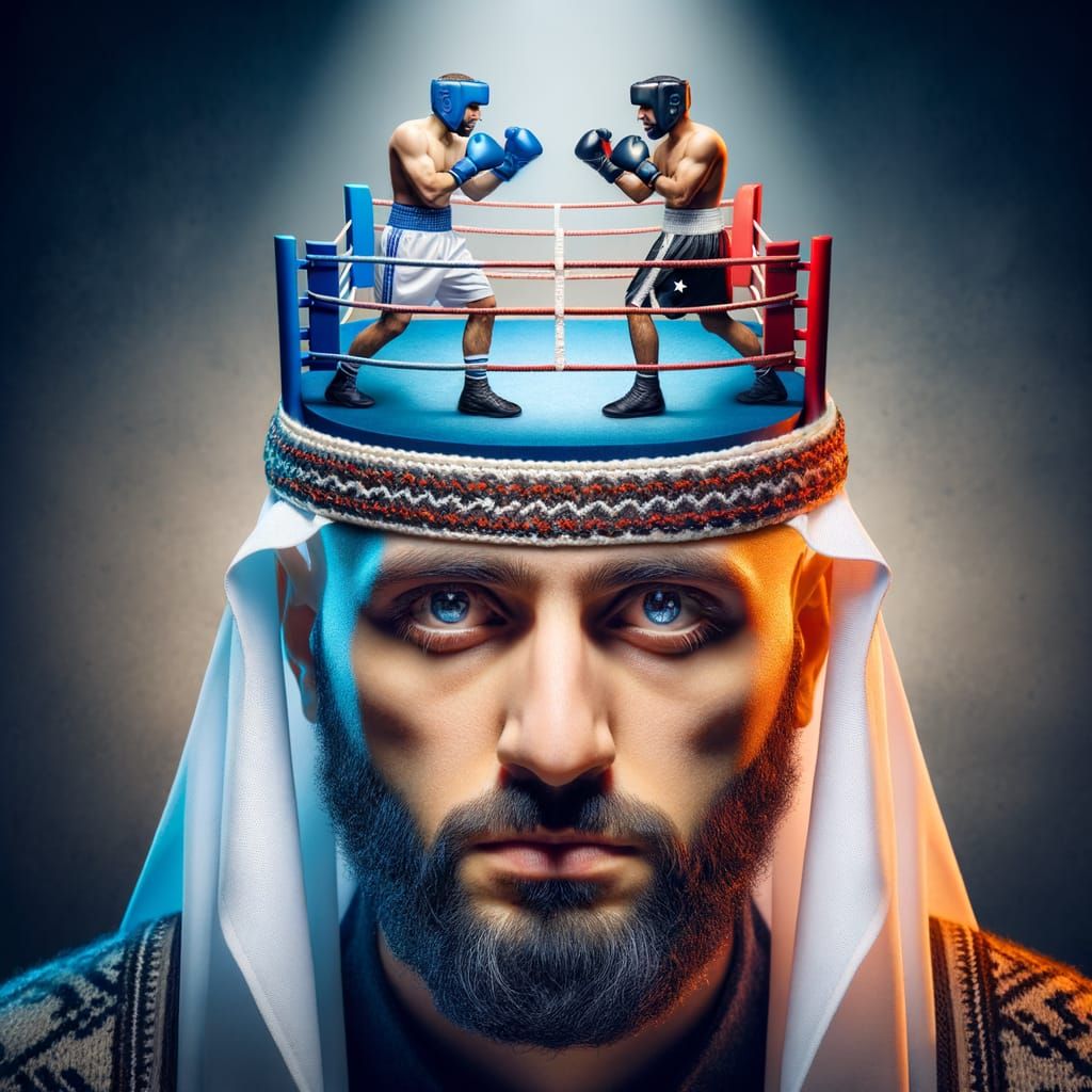 Middle-Eastern Man's Internal Conflict Visualized