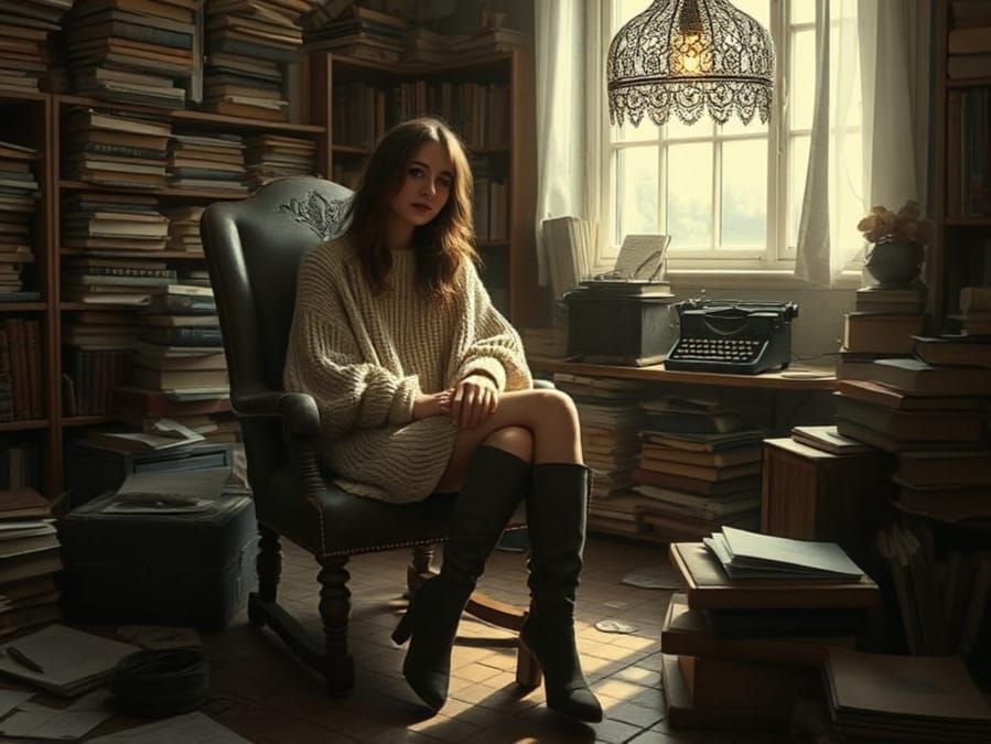 Ethereal Lamp Illuminates a Cluttered Study