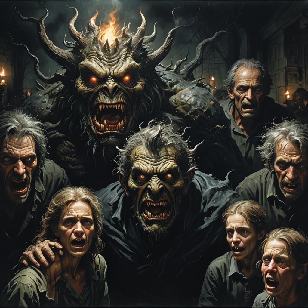 Monster Photobomb in Dark Atmospheric Photorealism