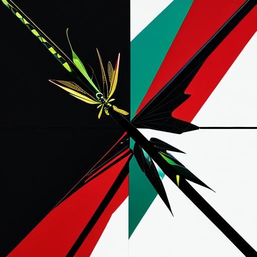 Abstract Geometric Dragonfly in Bold Colors