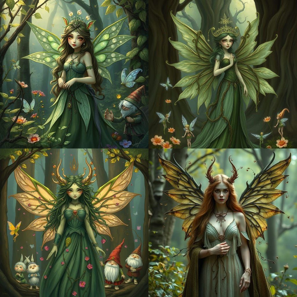 Enchanted Forest Queen in Whimsical Artistic Style