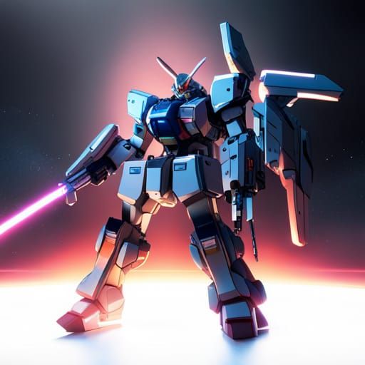 Epic Gundam-Style Mecha Robot in Sci-Fi Scene