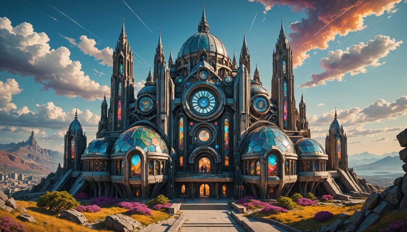 Ethereal Basilica: A Futuristic Masterpiece of Biomechanical...