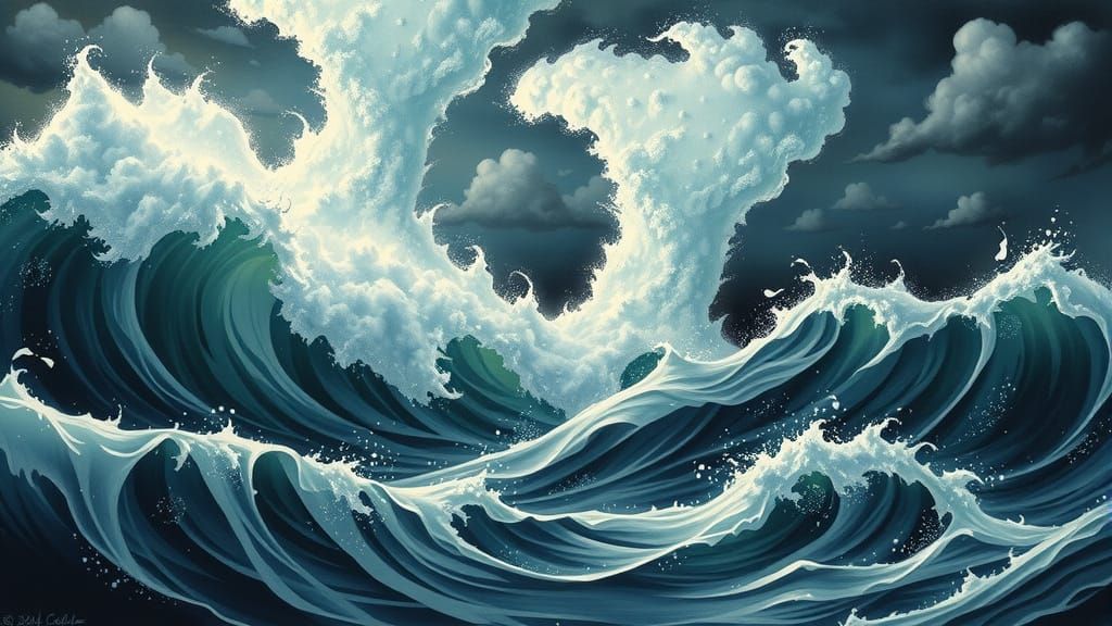 Stormy Sea in Dreamlike Style