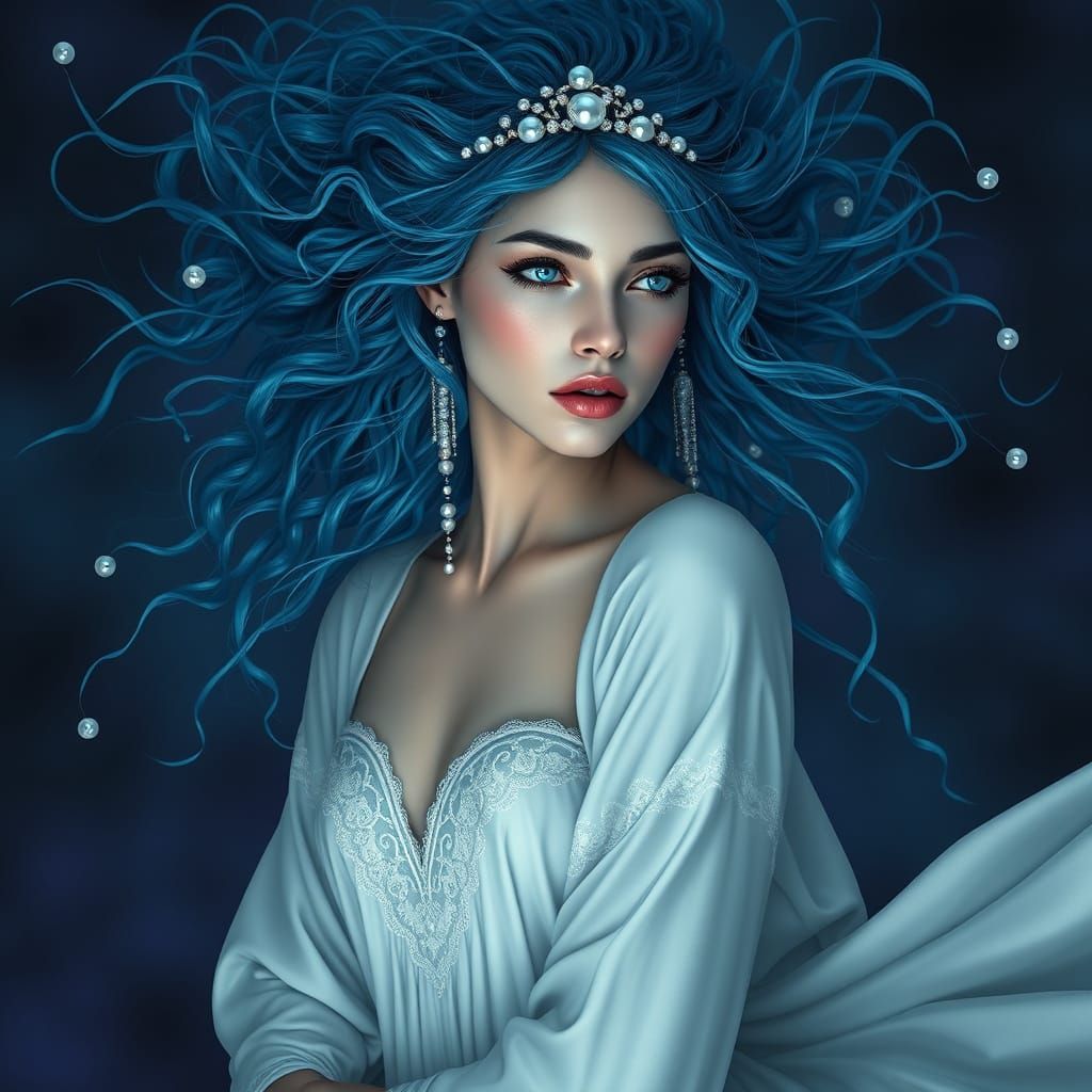 Ethereal Mystic in Luminous White and Blue