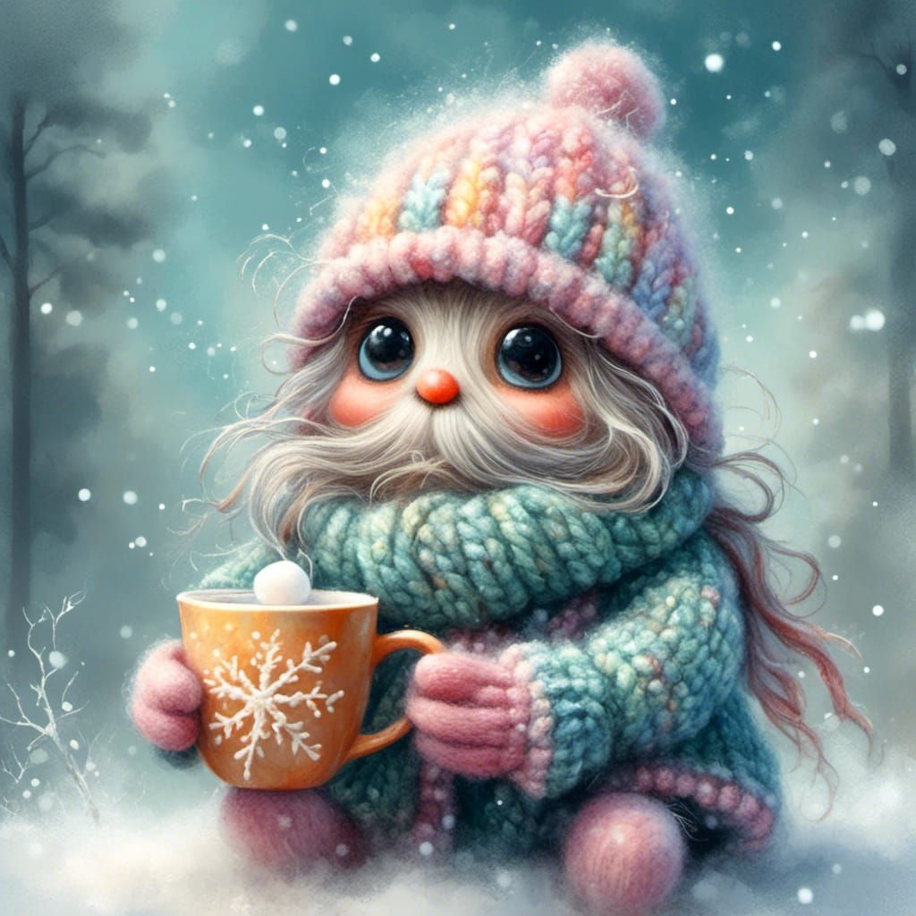 <lora:Nordic Gnomes:1.0>A semi-realistic image of a cute flu...