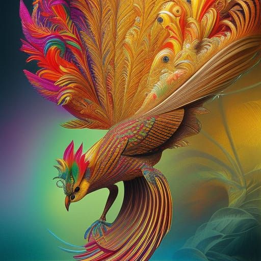 Golden Pheasant 3D Portrait in Rococo Style