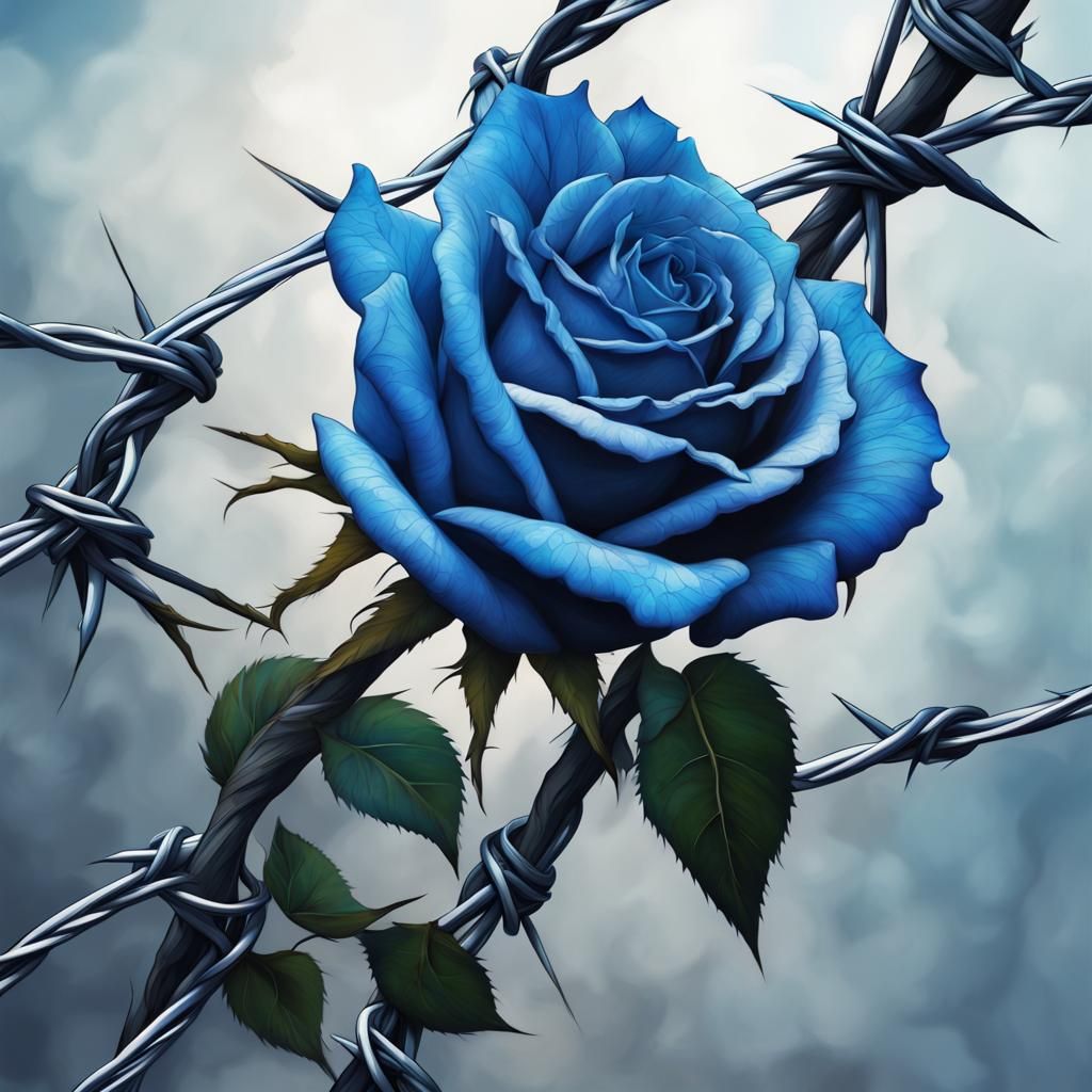 Blue Roses and Barbed Wire Splash Art