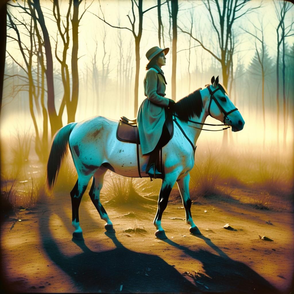 Ethereal Woman in Sepia Forest Still