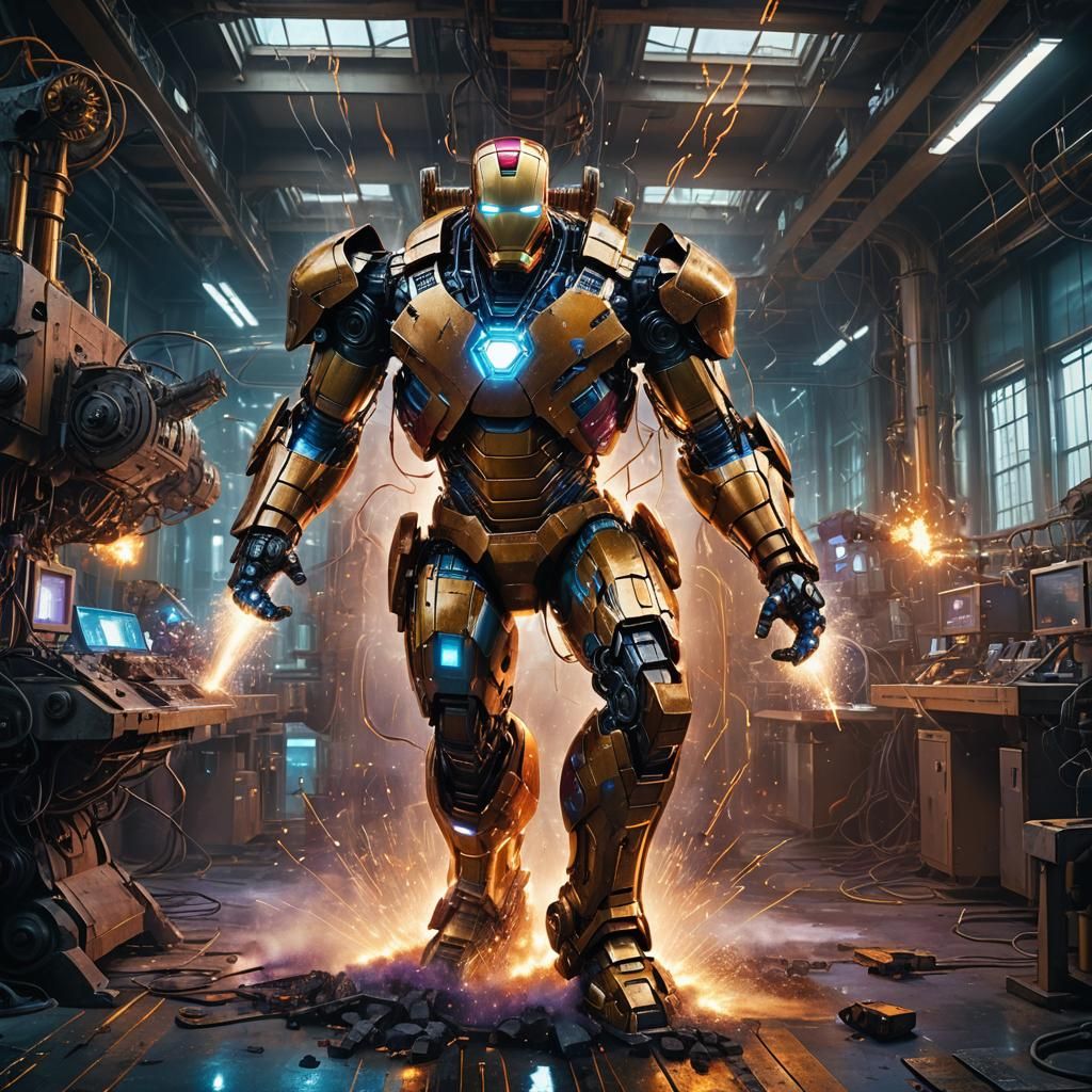 Iron Man's Sci-Fi Transformation in Explosive Laboratory