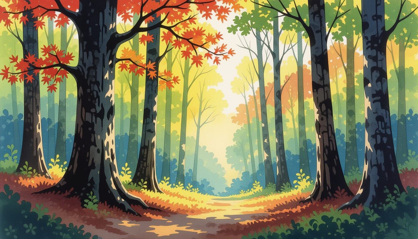 Beech Tree Forest as Ballpoint Pen Sketch