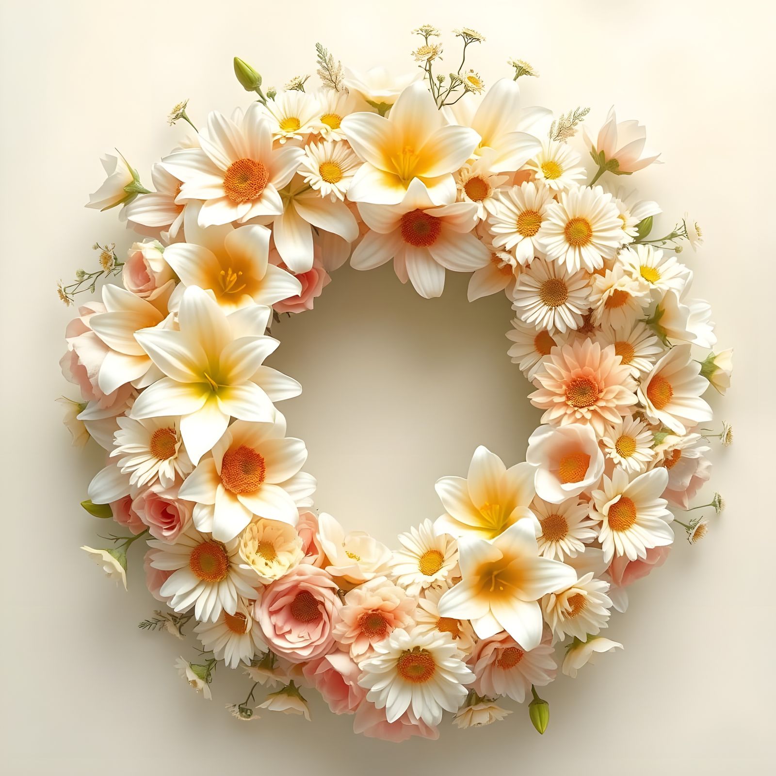 Whimsical Floral Wreath in Pastel Hues