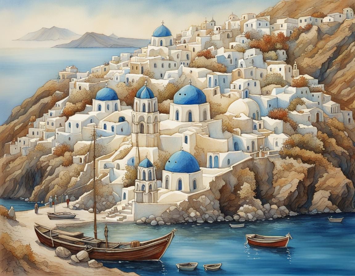 Intricate Greek Fishing Village on Santorini