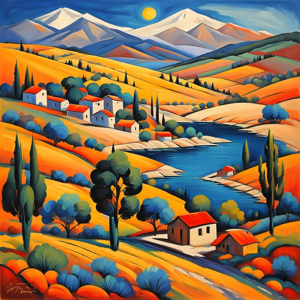 Armenian Landscape Painting in Saryan Style