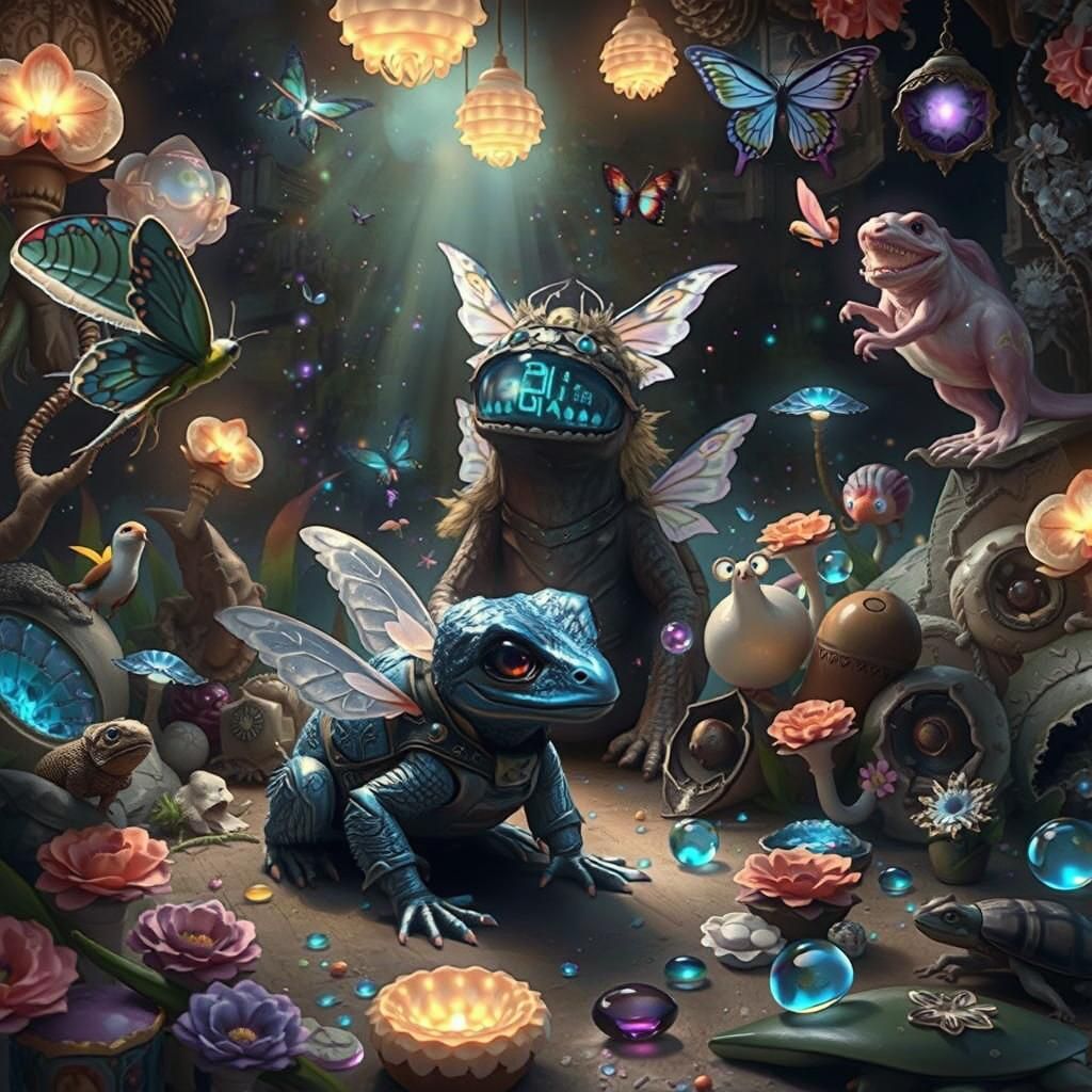 Ethereal Chamber with Bioluminescent Creatures, in Neon Ink ...