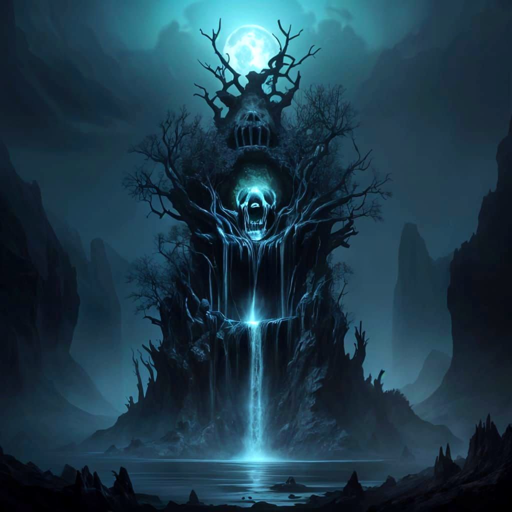 Skeletal Pig with Glowing Orb on Boar Idol Under Crimson Moo...