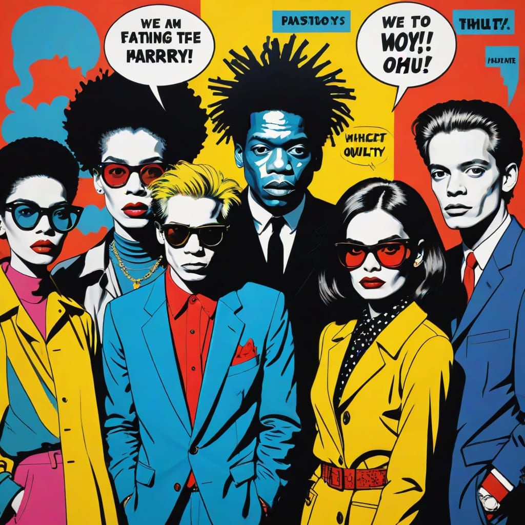 Satirical Fashion Illustration in Vibrant Pop Art Style