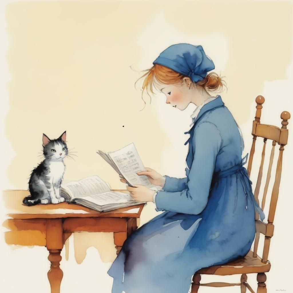 Cat Illustration in Quentin Blake and Holly Hobbie Style
