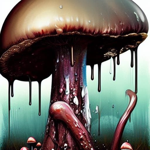 Melting Mushroom with Glossy Eyes, Speedpaint Style