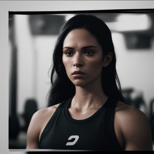 Cinematic Gym Portrait of Woman Warming Up