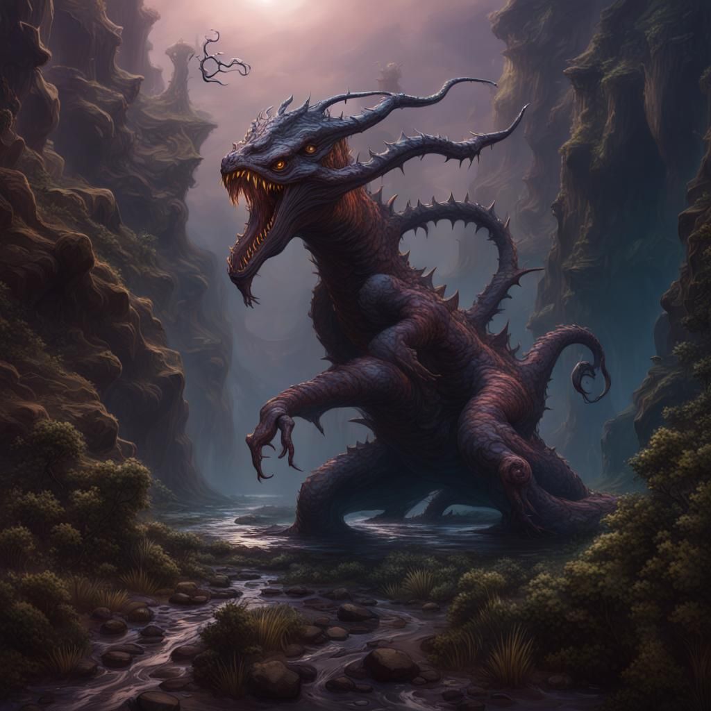 Demonic Eldritch Mokele-Mbembe Concept Art